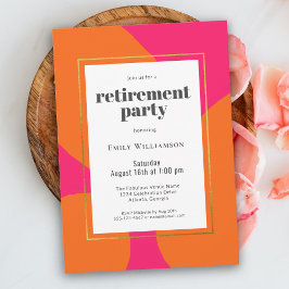 ホットピンクモダンオレンジ抽象芸術退職パーティー 招待状