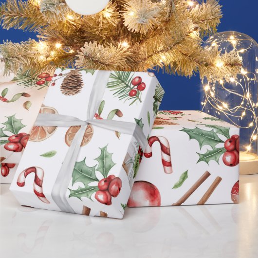 ホットピンクモダングルービークリスマス ラッピングペーパー (クリスマス)