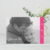 ホットピンクモダンシンプルB/W写真水平 セーブザデート (スタンド正面)