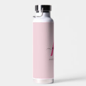 ホットピンクモダンスクリプガーリートのモノグラム名 ウォーターボトル (右面)