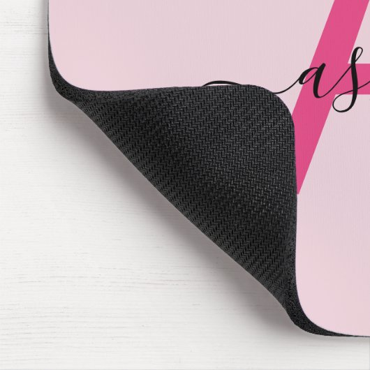 ホットピンクモダンスクリプガーリートのモノグラム名 マウスパッド (コーナー)