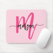 ホットピンクモダンスクリプガーリートのモノグラム名 マウスパッド (マウス)