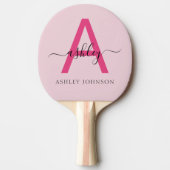 ホットピンクモダンスクリプガーリートのモノグラム名 卓球ラケット (正面)