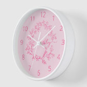 ホットピンクモダンスクリプガーリートのモノグラム名 壁時計 (傾斜)