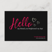 ホットピンクモダンスクリプトQRコード、ありがとうございますビジネス エンクロージャーカード (正面)