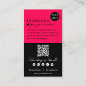 ホットピンクモダンスクリプトQRコード、ありがとうございます 名刺 (裏面)