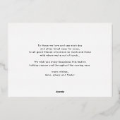 ホットピンクモダンタイポグラフィフォトコラージュ新年 箔シーズンカード (裏面)