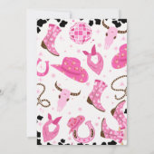 ホットピンクモダンディスコツインズ女性のカーボーイ誕生日 招待状 (裏面)