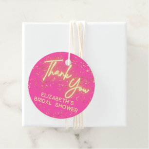 ホットピンクモダンネオングローグリッターありがとうスクリプト フェイバータグ