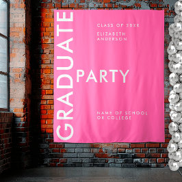 ホットピンクモダンパーソナライズド卒業の背景 タペストリー