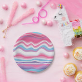 ホットピンクモダンパープルブルー波状パターン ペーパープレート (パーティー)