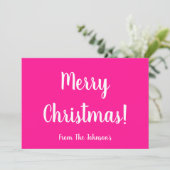 ホットピンクモダンファミリークリスマスカード シーズンカード (スタンド正面)