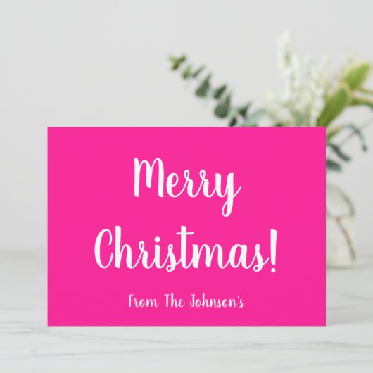 ホットピンクモダンファミリークリスマスカード シーズンカード (スタンド正面)