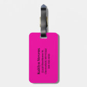 ホットピンクモダンブラックスクリプトモノグラム ラゲッジタグ (裏面縦)