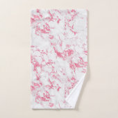 ホットピンクモダンマゼンタ箔グリッターホワイトマーブル バスタオルセット (ハンドタオル)