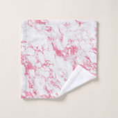 ホットピンクモダンマゼンタ箔グリッターホワイトマーブル バスタオルセット (ウォッシュタオル)