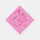 ホットピンクモダンミニマル誕生日パーティー スタンダードランチョンナプキン (角)