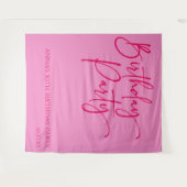 ホットピンクモダンミニマル誕生日パーティー タペストリー (正面(横))