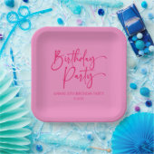 ホットピンクモダンミニマル誕生日パーティー ペーパープレート (パーティー)