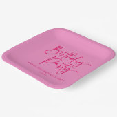 ホットピンクモダンミニマル誕生日パーティー ペーパープレート (傾斜あり)