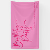 ホットピンクモダンミニマル誕生日パーティー 横断幕 (縦)