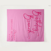 ホットピンクモダンミニマル誕生日ブランチパーティー タペストリー (正面(横))