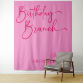 ホットピンクモダンミニマル誕生日ブランチパーティー タペストリー (インサイチュ)