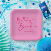 ホットピンクモダンミニマル誕生日ブランチパーティー ペーパープレート (パーティー)