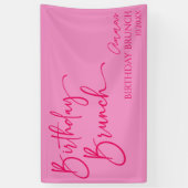 ホットピンクモダンミニマル誕生日ブランチパーティー 横断幕 (縦)