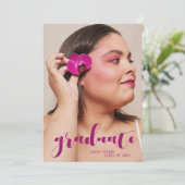 ホットピンクモダンレディーフォト卒業パーティー 招待状 (スタンド正面)