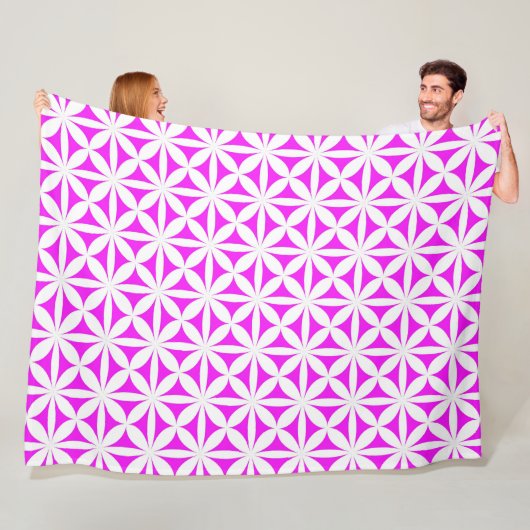 ホットピンクモダン/レトロフラワープリント フリースブランケット (インサイチュ)