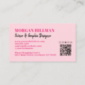 ホットピンクモダンQRコードモノグラム 名刺 (裏面)