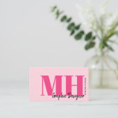 ホットピンクモダンQRコードモノグラム 名刺 (スタンド正面)