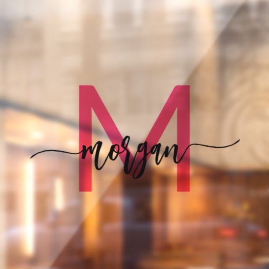 ホットピンクモノグラムの名前事業企業の ウィンドウサイン (シート2)