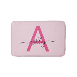 ホットピンクモノグラムガールズルーム バスマット