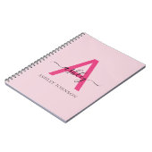 ホットピンクモノグラムガールズ新学期 ノートブック (左側)