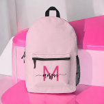 ホットピンクモノグラムガールズ新学期 プリントバックパック<br><div class="desc">ホットピンクのモノグラム女の子のスタイルプリントされたバックパックで新学期で学校の年を開始！この目を引くバックパックはホットピンク鮮やかのデザインを備えパーソナライズされたて、あなたのモノグラムとトレンディーの外観ユニークを提供する。本、供給運品、日常の必需品に最適で、ファッションと機能の両方を提供。耐久性の高い建築と調節可能なストラップを使用して、心地よいと長寿のために構築されている。このシックはっきりしたなリュックサックで最初の日の印象をパーソナライズされた作れ！</div>