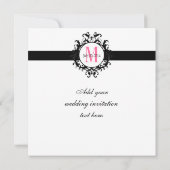 ホットピンクモノグラムダマスクウェディング招待状 招待状 (裏面)