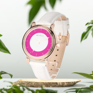 ホットピンクモノグラムパーソナライズされたeWatch 腕時計