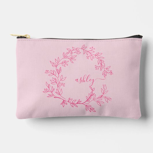 ホットピンクモノグラム名少女の脚本 アクセサリーポーチ (正面)