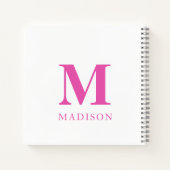 ホットピンクモノグラム名 ノートブック (裏面)