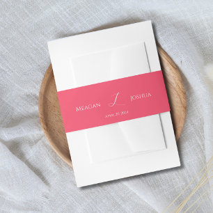 ホットピンクモノグラム結婚式招待状ベリーバンド 招待状ベリーバンド