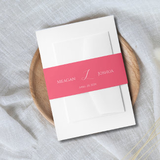 ホットピンクモノグラム結婚式招待状ベリーバンド 招待状ベリーバンド