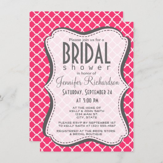 ホットピンクモロッコクローバー 招待状 (正面/裏面)