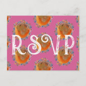 ホットピンクユニークウォーターカラーワイルドフラワーウェディングRSVP ポストカード (正面)