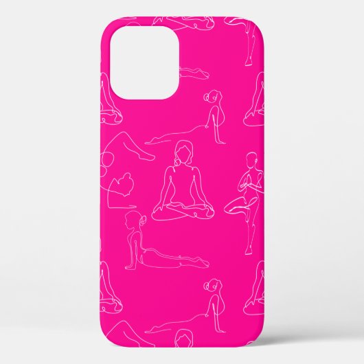 ホットピンクヨガポジションラインスケッチ Case-Mate iPhoneケース (裏面)