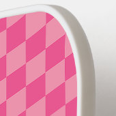 ホットピンクライトピンク市松模様にパターン ピックルボールラケット (左詳細)