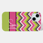 ホットピンクライムシェブロンパターンカスタムモノグラム Case-Mate iPhoneケース (裏面 (横))