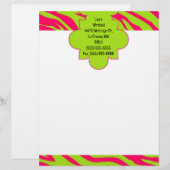 ホットピンクライムゼブラプリント用凸版文房具 レターヘッド (正面/裏面)