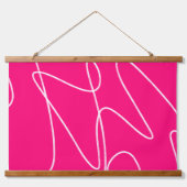 ホットピンクラインアート 吊り下げ型タペストリー (正面)